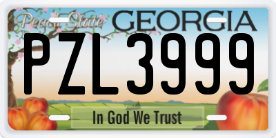 GA license plate PZL3999