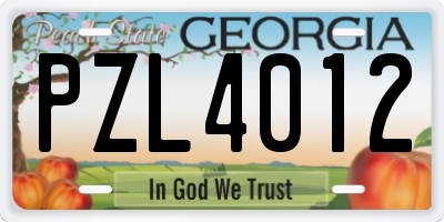 GA license plate PZL4012