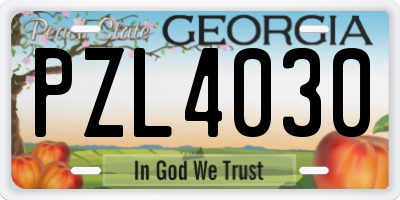 GA license plate PZL4030