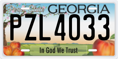 GA license plate PZL4033