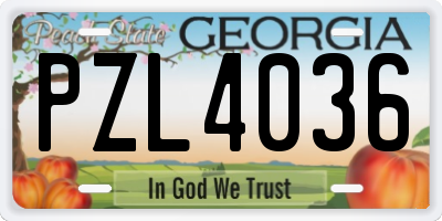 GA license plate PZL4036