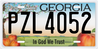 GA license plate PZL4052