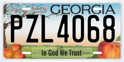 GA license plate PZL4068