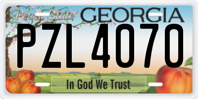 GA license plate PZL4070