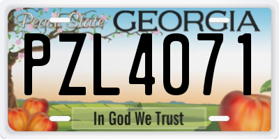 GA license plate PZL4071