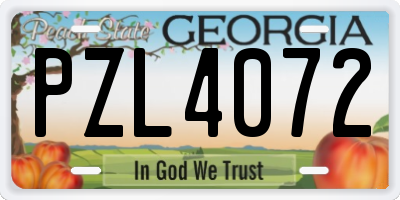 GA license plate PZL4072