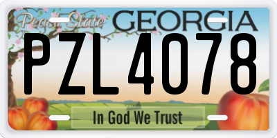 GA license plate PZL4078