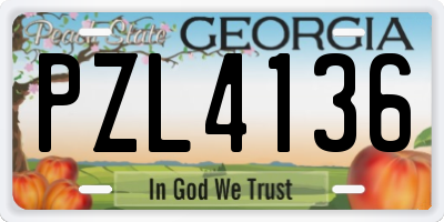 GA license plate PZL4136