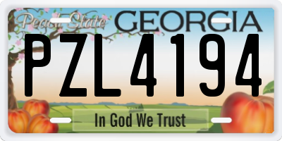 GA license plate PZL4194