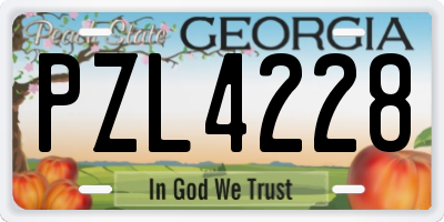 GA license plate PZL4228