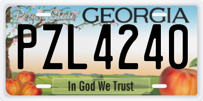 GA license plate PZL4240