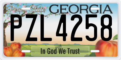 GA license plate PZL4258