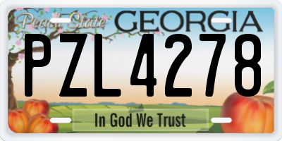 GA license plate PZL4278