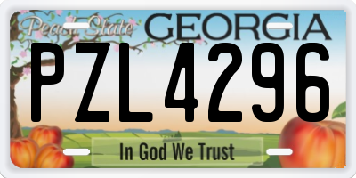 GA license plate PZL4296