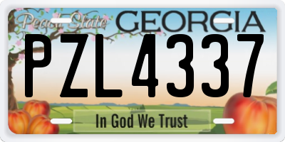GA license plate PZL4337