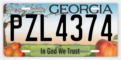 GA license plate PZL4374