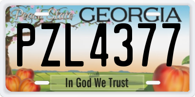 GA license plate PZL4377