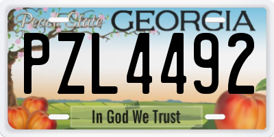 GA license plate PZL4492