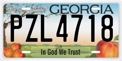GA license plate PZL4718