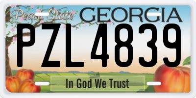 GA license plate PZL4839