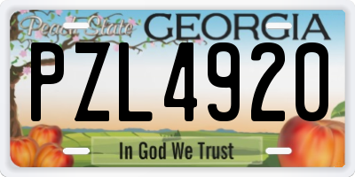 GA license plate PZL4920