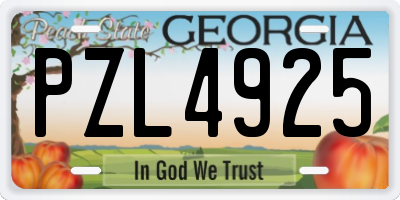 GA license plate PZL4925