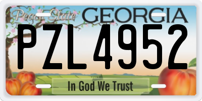 GA license plate PZL4952