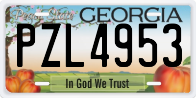 GA license plate PZL4953