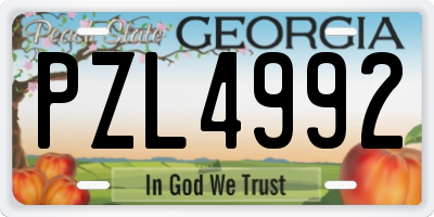 GA license plate PZL4992