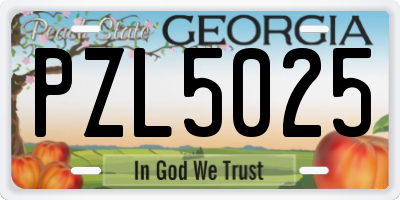 GA license plate PZL5025