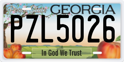 GA license plate PZL5026