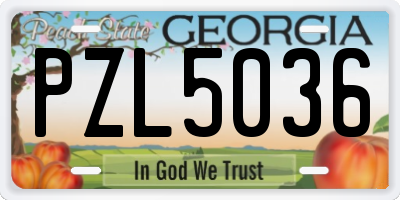 GA license plate PZL5036