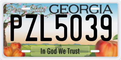 GA license plate PZL5039