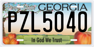 GA license plate PZL5040