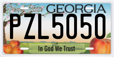 GA license plate PZL5050