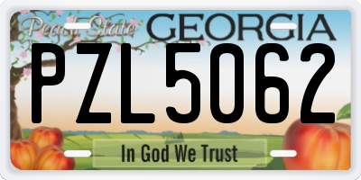 GA license plate PZL5062