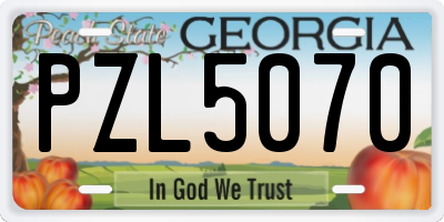 GA license plate PZL5070