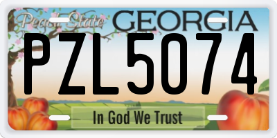 GA license plate PZL5074