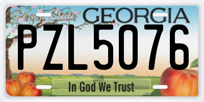 GA license plate PZL5076