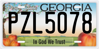 GA license plate PZL5078