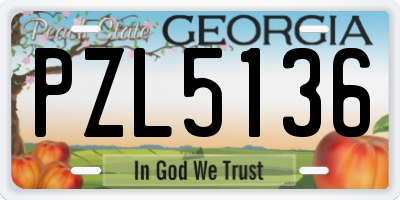 GA license plate PZL5136