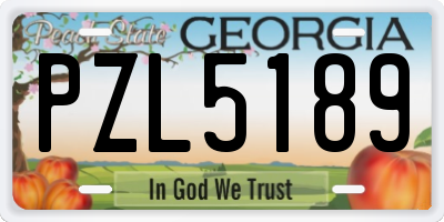 GA license plate PZL5189