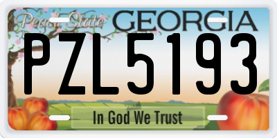 GA license plate PZL5193