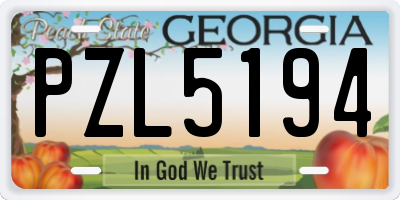 GA license plate PZL5194