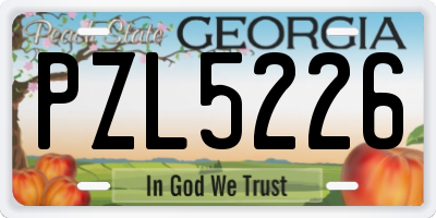 GA license plate PZL5226