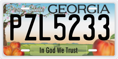 GA license plate PZL5233