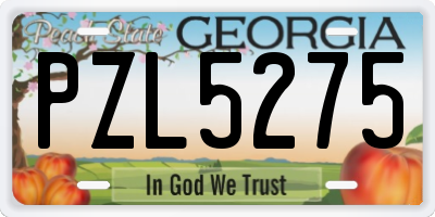 GA license plate PZL5275