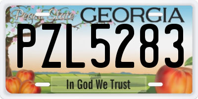 GA license plate PZL5283