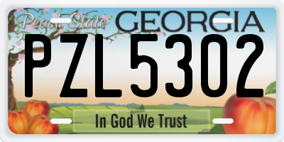 GA license plate PZL5302