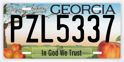 GA license plate PZL5337